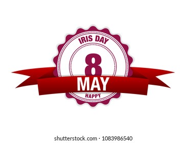 Iris Day. 8 May ribbon calendar. vector red