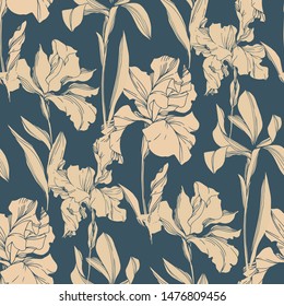 Fleurs botaniques florales de fer sur fond blanc