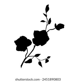 Iris flower, black silhouette, vector.