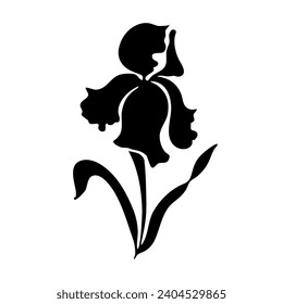 Iris flower. Black vector silhouette.