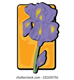 Iris flower clip art, hand drawn cartoon illustration isolated on white