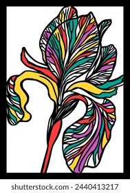 iris flower colorful. hand drawing. Not AI, Vector illustration