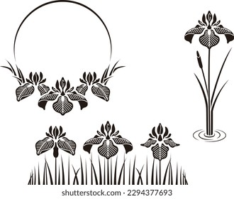 Iris flower design and illustration set (black)