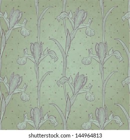 iris flower, floral seamless background, vector illustration eps10