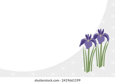 Iris flower and hemp leaf pattern frame