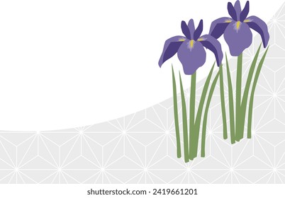 Iris flower and hemp leaf pattern frame