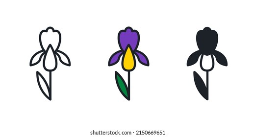 Iris flower icon. Garden flowers isolated vector icon