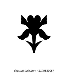 Iris Iris Ilustración De Silueta Con Logotipo De Vector De Flores. Para las necesidades de diseño de iconos de iris. Como iconos de aplicación, sitios web, logotipos e ilustraciones. Silhouette de Flores Iris.