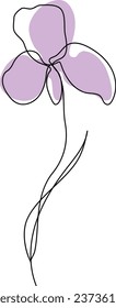 iris flower isolated on white background, freehand drawing, line art	