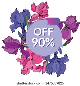 Iris flower label tags set
