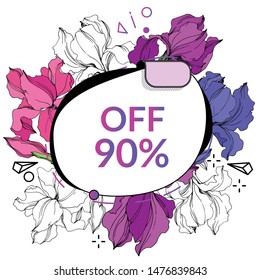 Iris flower label tags set