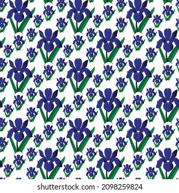 Iris flower with leaf Seamless Pattern Design