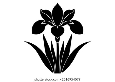 Ilustración vectorial de la silueta de la flor del iris sobre fondo blanco.