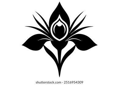 Iris Flower Silhouette vector illustration white background.