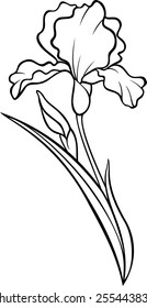 Iris flower silhouette. Vector tattoo illustration