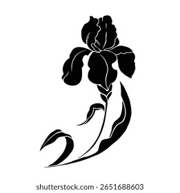 Vetor sinuet de flor de íris para decoração