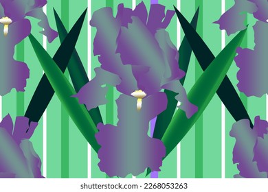 iris flower spring fashionable seamless vector pattern for design and decoration