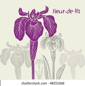 Iris flower vector image on beige background