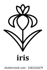 Iris flor vectorial icono lineal. Línea de pétalos de flores de iris y rama con hojas. Ilustración simple mínima de estilo lineal para el concepto móvil, diseño web y más. Gráficos vectoriales perfectos para píxeles.