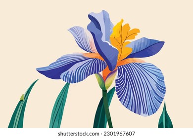 Iris flower watercolor floral art illustration 