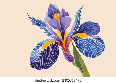 Iris flower watercolor floral art illustration 