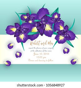 Iris flower wedding invitation card