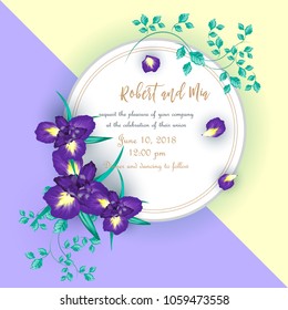 Iris flower wedding invitation card