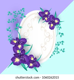 Iris flower wedding invitation card