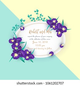 Iris flower wedding invitation card