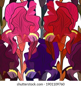 Iris flowers seamless pattern. Vector stock illustration eps10