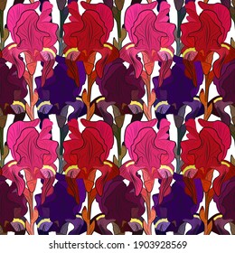 Iris flowers seamless pattern. Vector stock illustration eps10