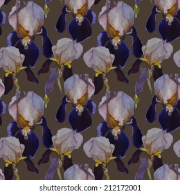 Iris flowers. Vector seamless pattern