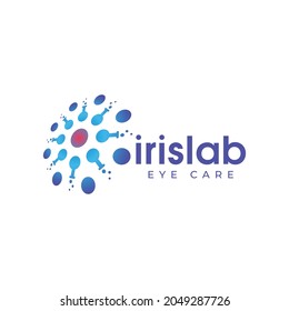 iris lab eye care logo,  vector abstract tube lab round as  eye iris