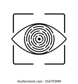 Reconocimiento del iris para identificación biométrica. Concepto vectorial de material para la autenticación informática, protección de datos.