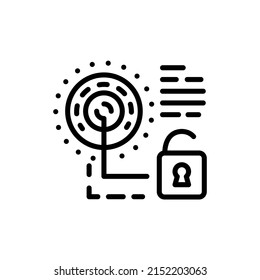 Iris recognition color line icon. Open access with eye id . Approved protection.