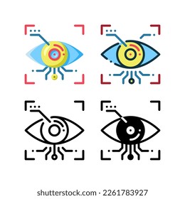 Iris, icono de reconocimiento. Con contorno, glifo, contorno relleno y estilos planos