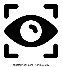 Iris recognition icon in solid design, biometric identification concept 