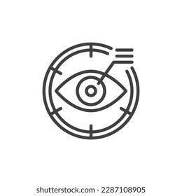 Iris recognition line icon. linear style sign for mobile concept and web design. Eye authentication outline vector icon. Symbol, logo illustration. Vector graphics