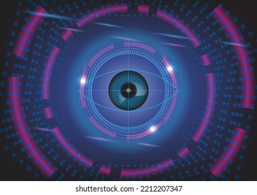 Iris Scan On Digital Code Technology Abstract Background.