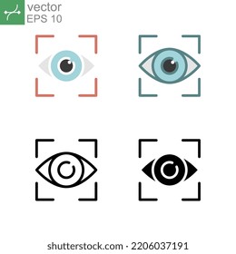 Iris scan, Iris or retina recognition, eye scanning, retina scan for biometric identification technology, cyber protection. Retina Check Symbol. Vector illustration. Design on white background. EPS10