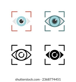 Iris scan, Iris or retina recognition, eye scanning, retina scan for biometric identification technology, cyber protection. Retina Check Symbol. Vector illustration. Design on white background. EPS10
