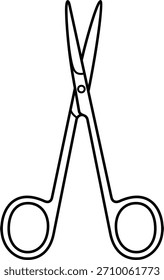 Iris Scissors. Surgical instruments. Professional sterile medical tools for clinical operations. Vector outline icon.