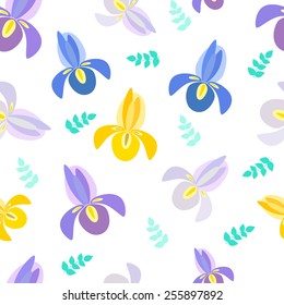 Iris seamless white pattern