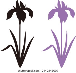 Iris silhouette vector illustration set