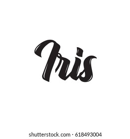 iris, text design. Vector calligraphy. Typography poster. Usable as background.