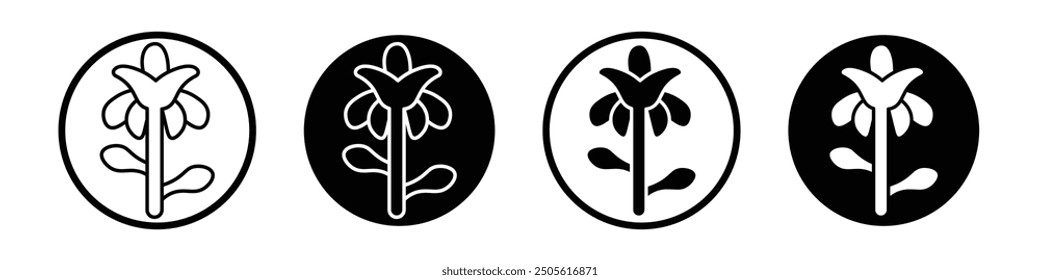 Iris vector icon set black filled and outlined style.