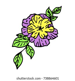 Iris vector illustration.  Birthday card. Doodle style. Design, print, logo, symbol, decor, textile, paper.