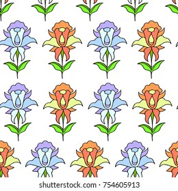 Iris vector illustration. Doodle style. Design, print, logo, decor, textile, paper.