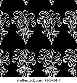 Iris vector illustration. Doodle style. Design, print, logo, decor, textile, paper.