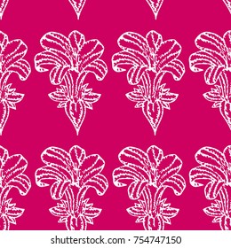 Iris vector illustration. Doodle style. Design, print, logo, decor, textile, paper.